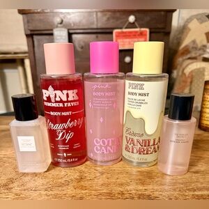 New, Lot of 5 Full & Travel Size Victoria’s Secret PINK Body Mists- See Desc